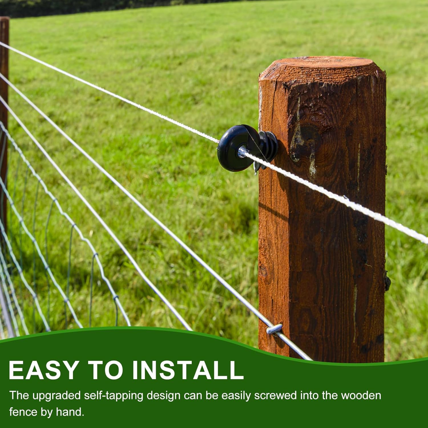 100Pcs Self Tapping Electric Fence Insulators, Versatile Temperature Resistant Screw in Insulators for Meadow Farm Electric Fence image number 5