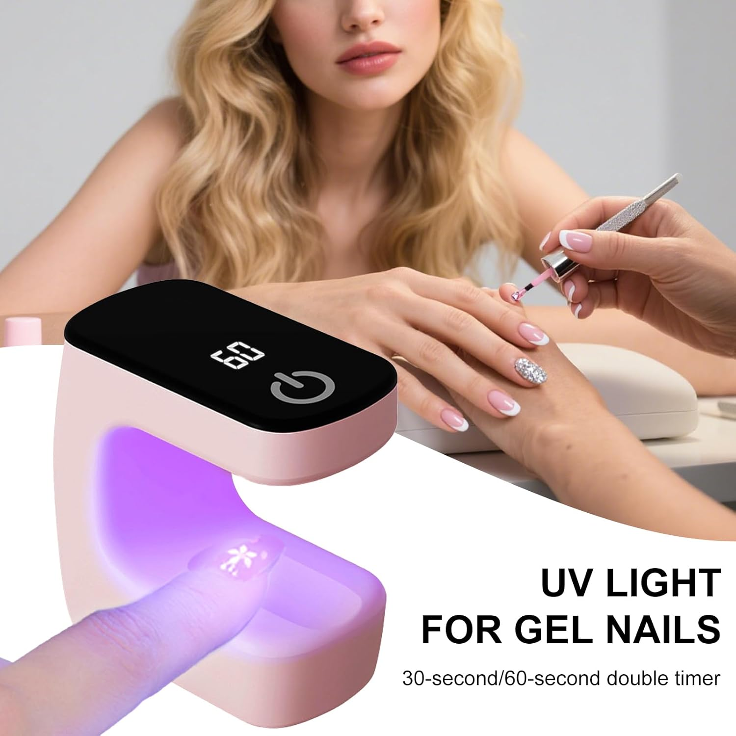 UV Nail Lamp - UV Lamp Gel Nail Polish - Manicure Curing Light for Home Salon Women Girls Students Enthusiasts Busy Professionals Beauty Lovers Travel - Pink image number 3