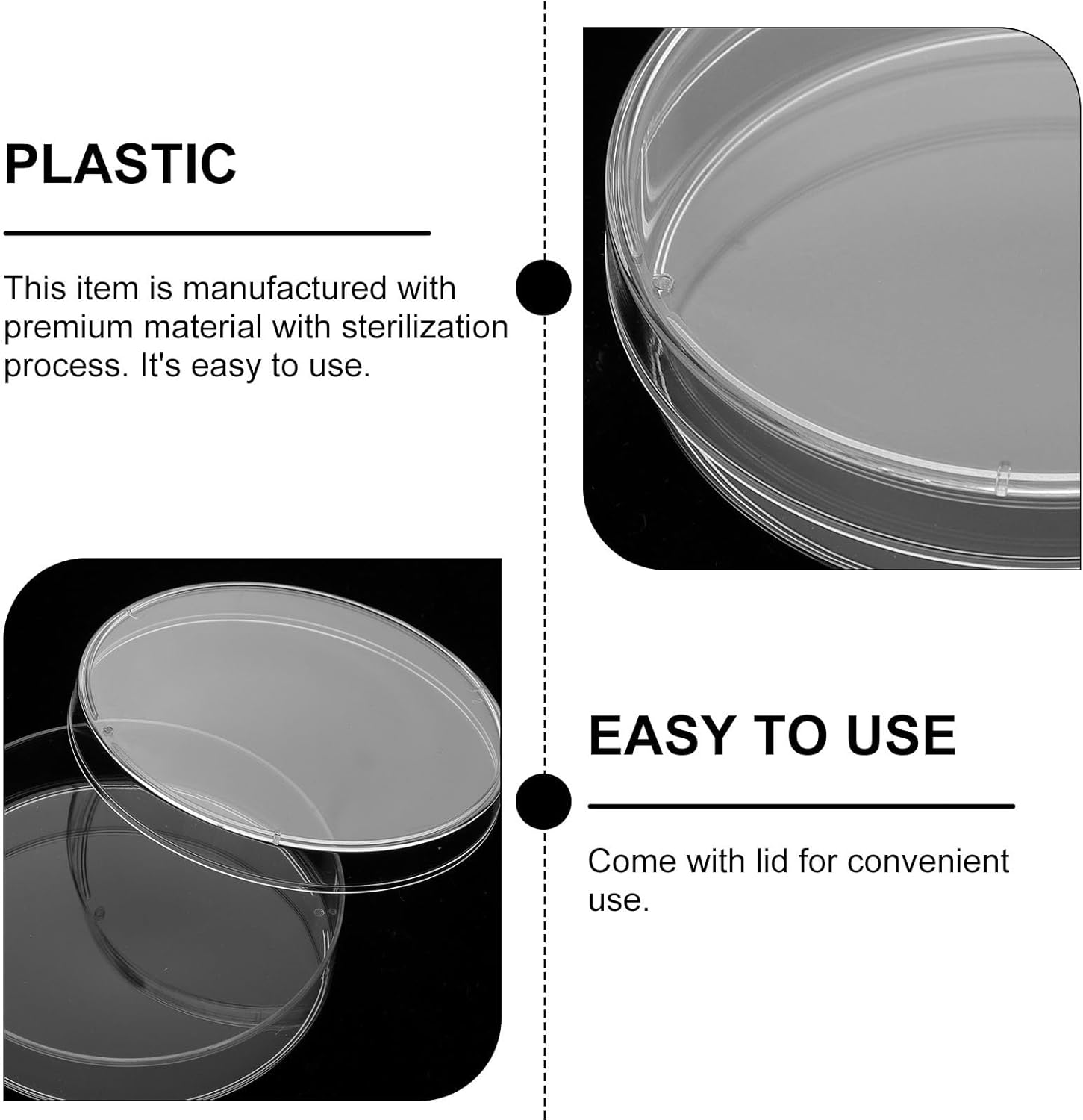 Plastic Petri Dishes with Lid - 20Pcs Agar Plates, Clear Empty Dish for School Science Project Microorganisms Cell Yeast - Petri Dishes with Lid Bulk Suite - 70Mm X 15Mm image number 4