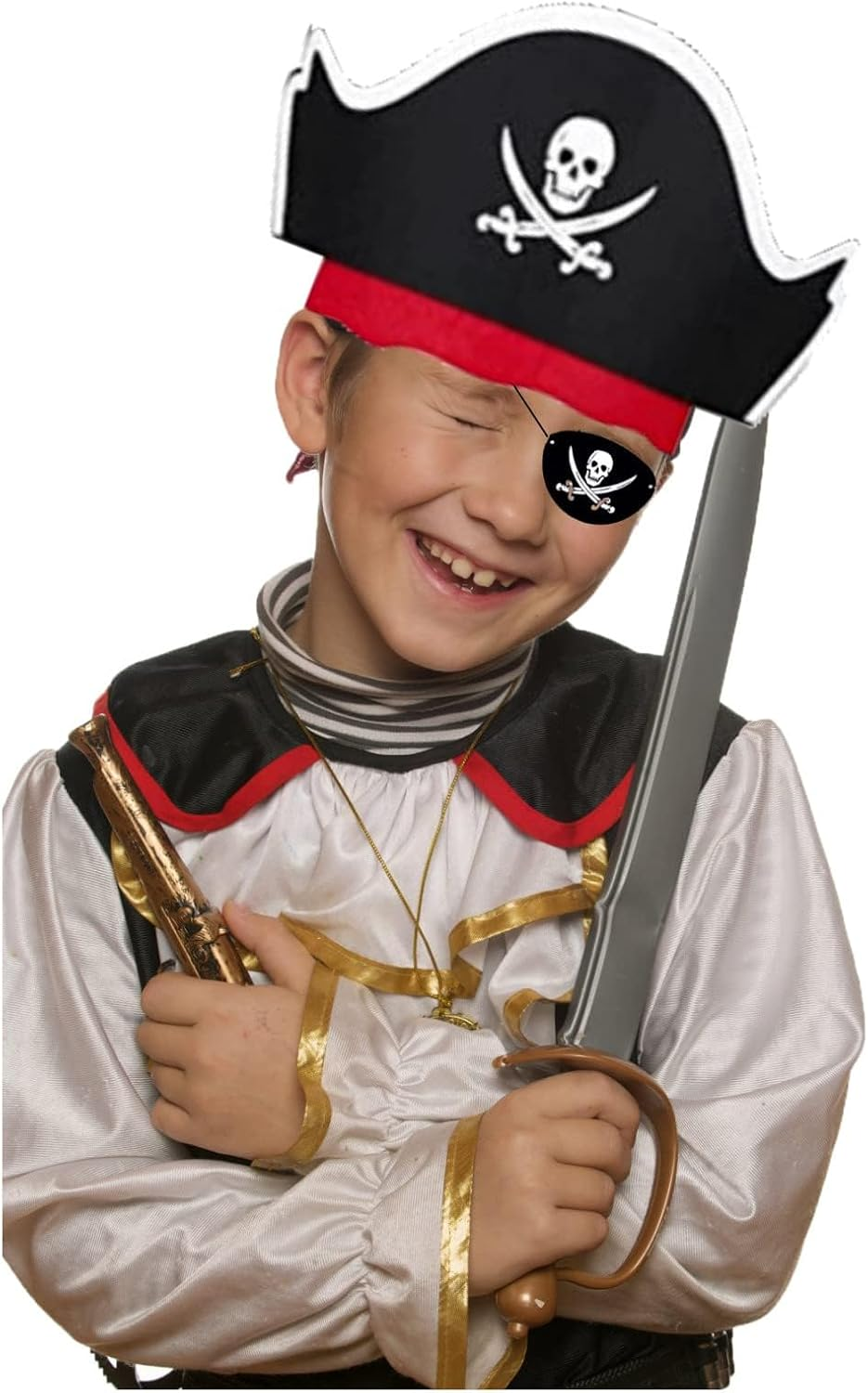 10 Pieces Pirate Hat + 10 Pieces Eye Patch, Felt Pirate Captain Hat Skull Accessory Set for Children'S Birthday Party Christmas image number 2