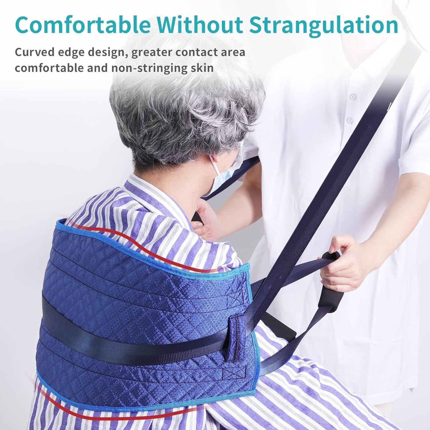 Transfer Nursing Sling for Patient,Elderly Safety Lifting Aids,Nursing Transfer Sling,Handle Back Lift Mobility Belt for Patient Care，Non-Slip Gait Belt with Padded Handles，31.7 * 125.8Cm image number 6