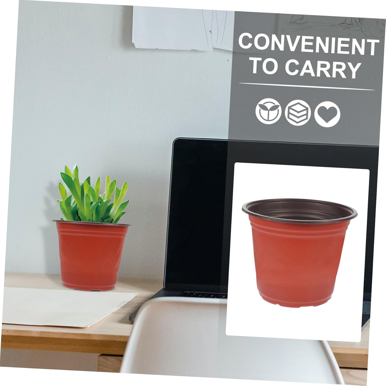 50Pcs Pots Lightweight Reusable Nursery Containers with Drainage Holes for Plants and Greenery for Use image number 4