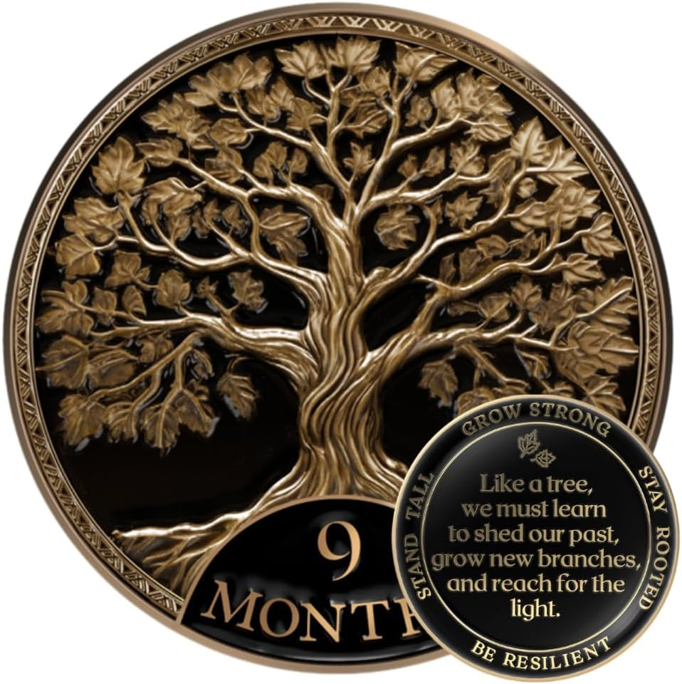 Milestonemint Affirmation Sobriety Coin Gift Set | Tree of Life AA Chip Medallion with Coin Capsule, Display Stand & Card | Sobriety Gifts for Anniversary Month & Year for Men & Women in Recovery