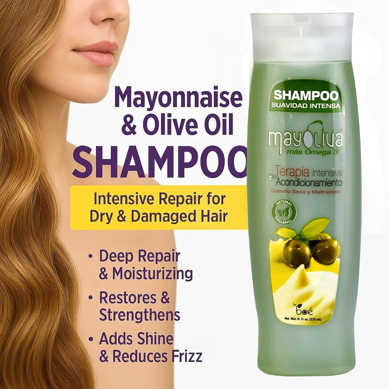 Mayoliva Intensive Conditioning Therapy for Dry & Damaged Hair, Shampoo, 12 Ounce image number 2