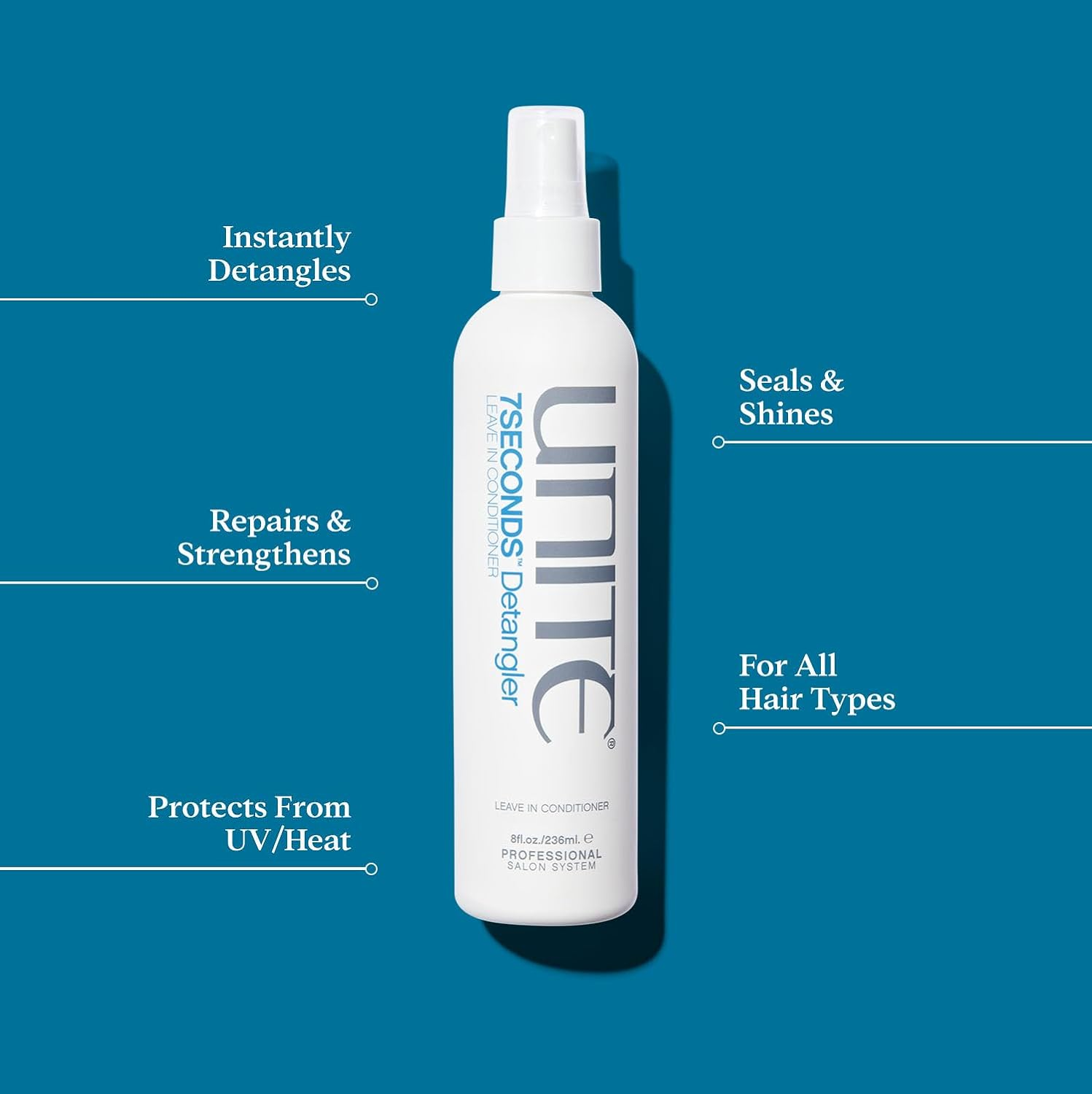 UNITE Hair &ndash; 7SECONDS Detangler &ndash; Leave-In Conditioner &ndash; Smooths, Seals, Protect Uv/Heat Damage, 236Ml