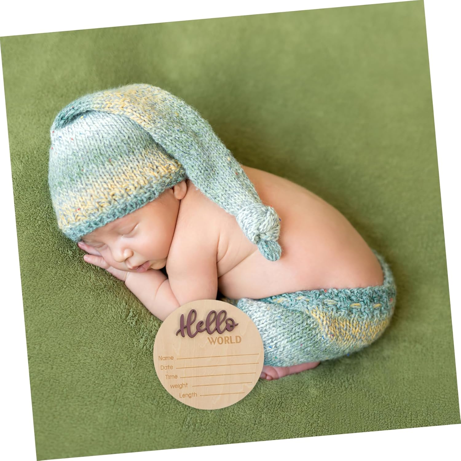 Wooden Birth Announcement Sign for Newborn round Baby Name Sign for Photography Prop Made of Natural Wood for Baby Shower and Keepsake