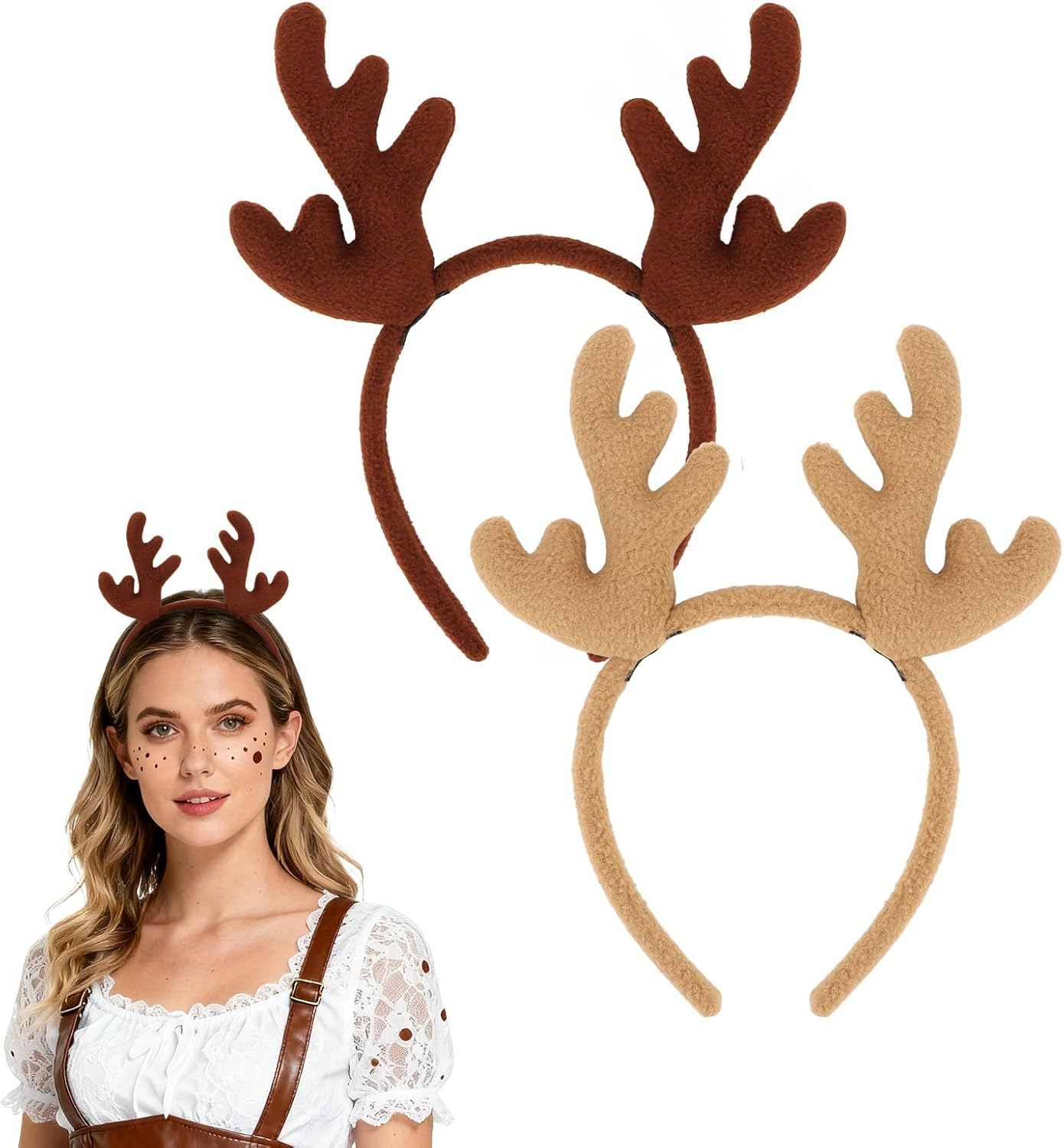 Srotmirw Antlers Headband，2 Pcs Halloween Headbands for Women Man for Halloween Hair Accessories image number 6