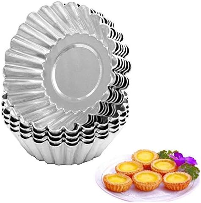 KDDOM 10 Pcs Stainless Steel Mini Tart/Pie Pans Reusable Tartlet Cupcake Baking Mold for Pies Baking Tool Non Stick image number 3