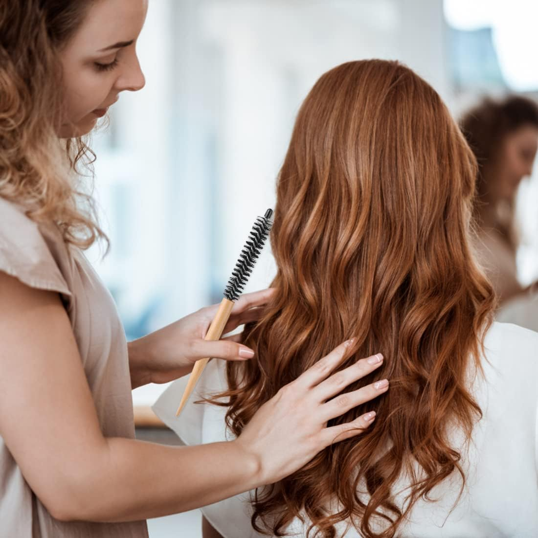 Zeayebsr Pack of 2 Mini round Hair Brush, Small round Comb, Massage Comb, Teaser Brush, Salon Roller Hair Styling Accessories for Thin Hair, Short Hair, Pony, Beard image number 1