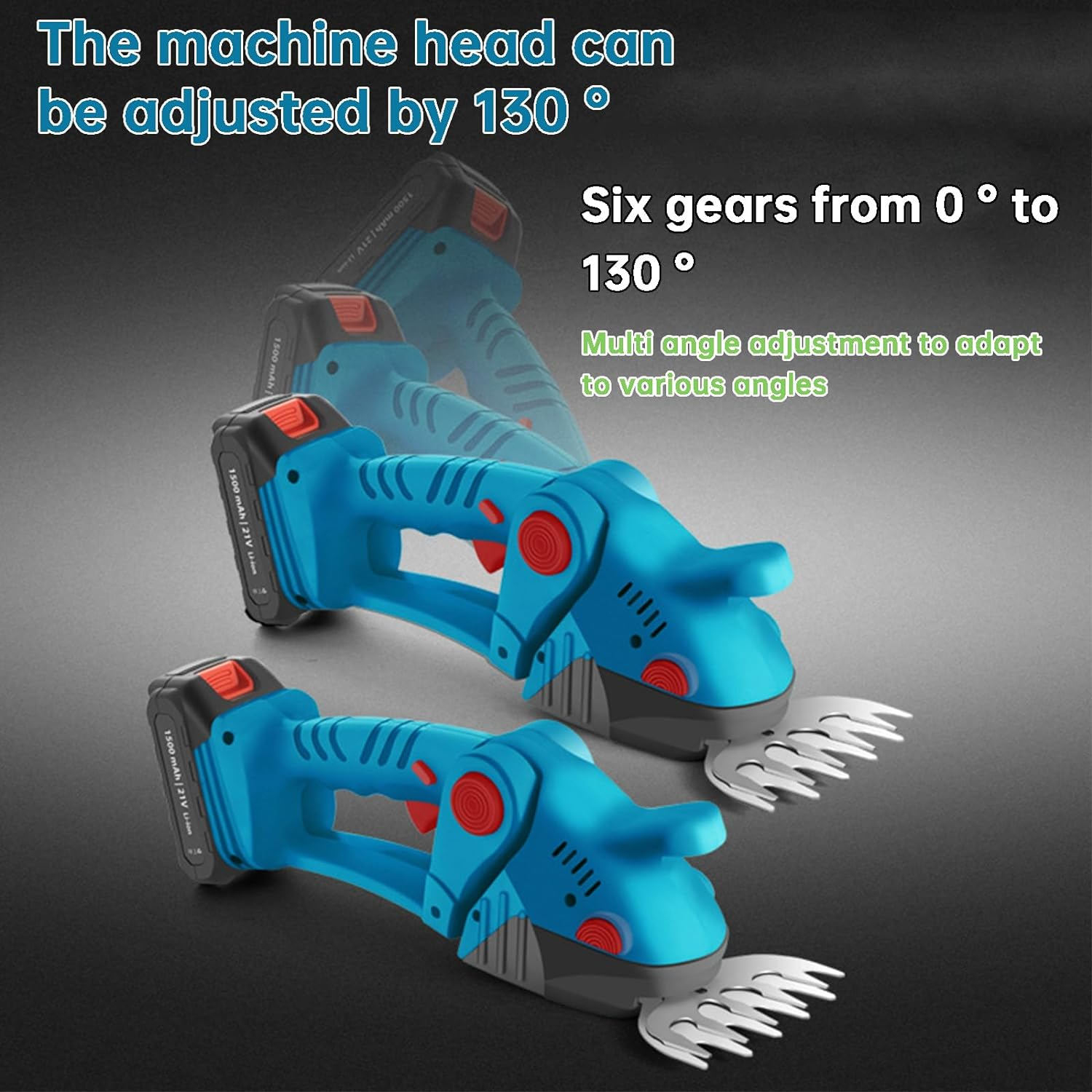 2 In1 Hedge Trimmer Cordless, Grass Shear, Hedge Trimmers, Lightweight, Hedge Shears, Electric Hedge Trimmer, with 2 Interchangeable Blades for Shrub, Garden, Grass, Lawn and Pruning-Blue image number 4