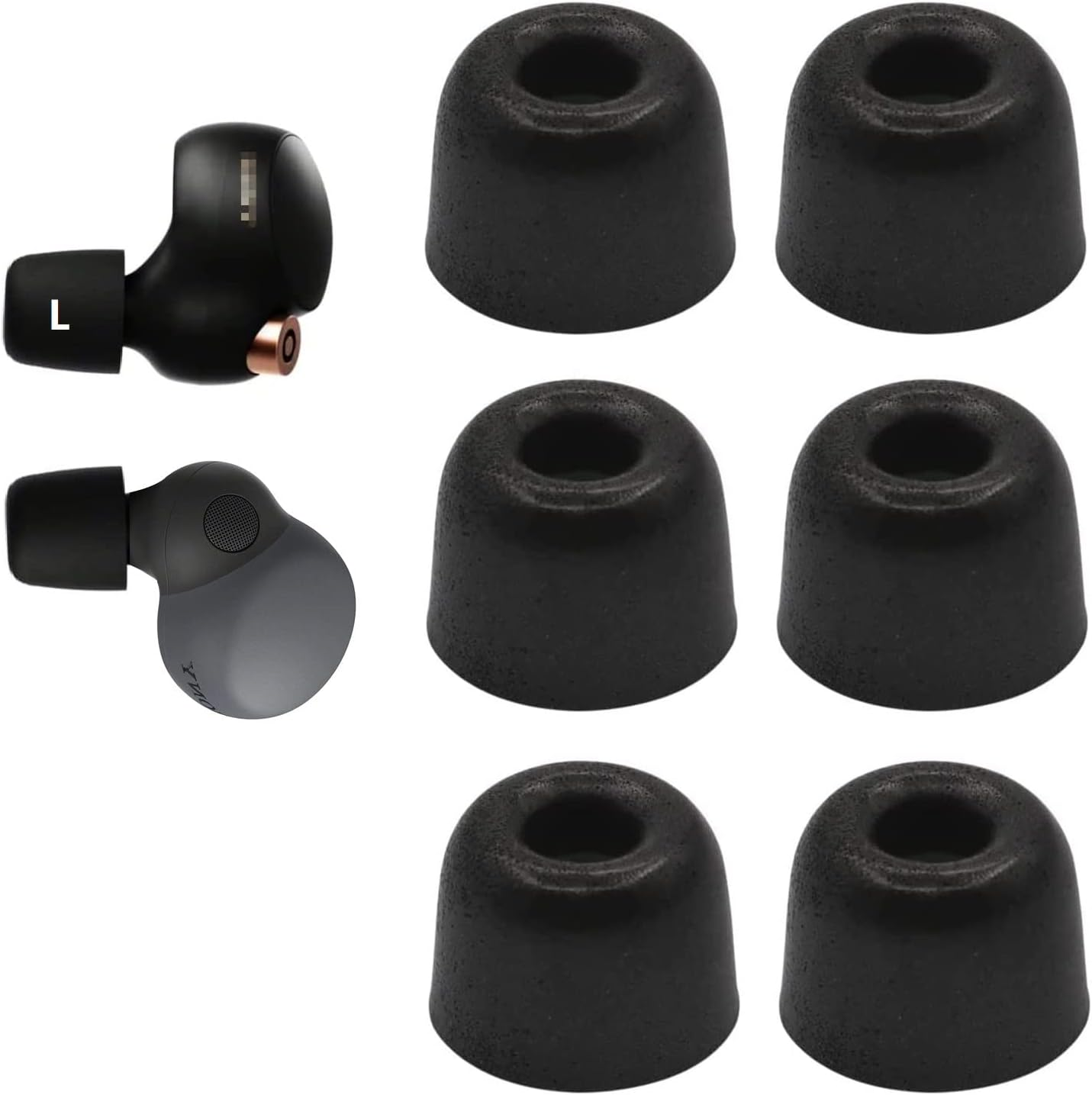 JNSA Replacement for Sony WF-1000XM4 1000XM3 Memory Foam Ear Tips Noise Canceling Foam Eartips Ear Plug Ear Tip L Size 3 Pairs, [Fit in Case], Black,Large Size (Foam4Xm4B3Pl) image number 1