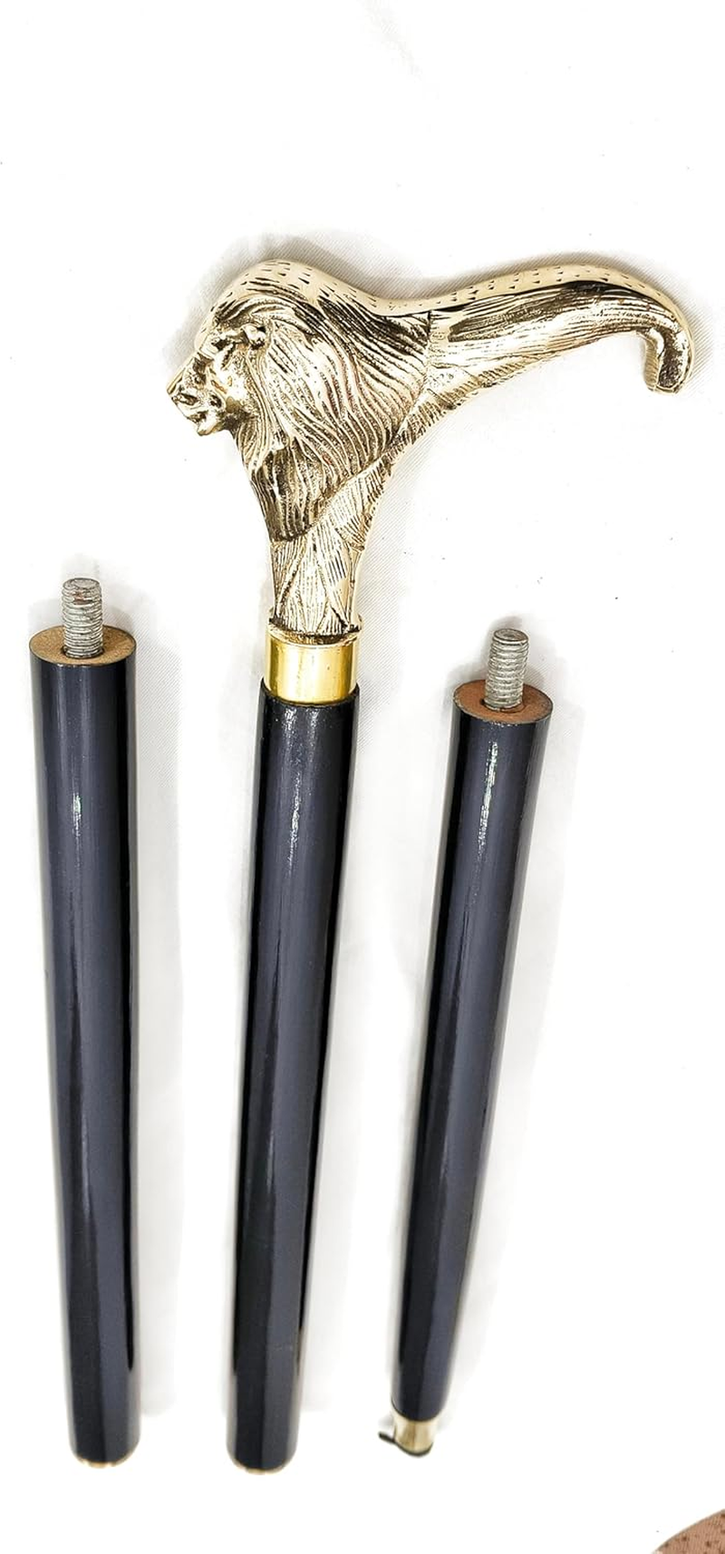 Generic Soild Brass Lion Handle Wooden Walking Stick Vintage Designer Derby Cane Wooden Cane Antique Style image number 2