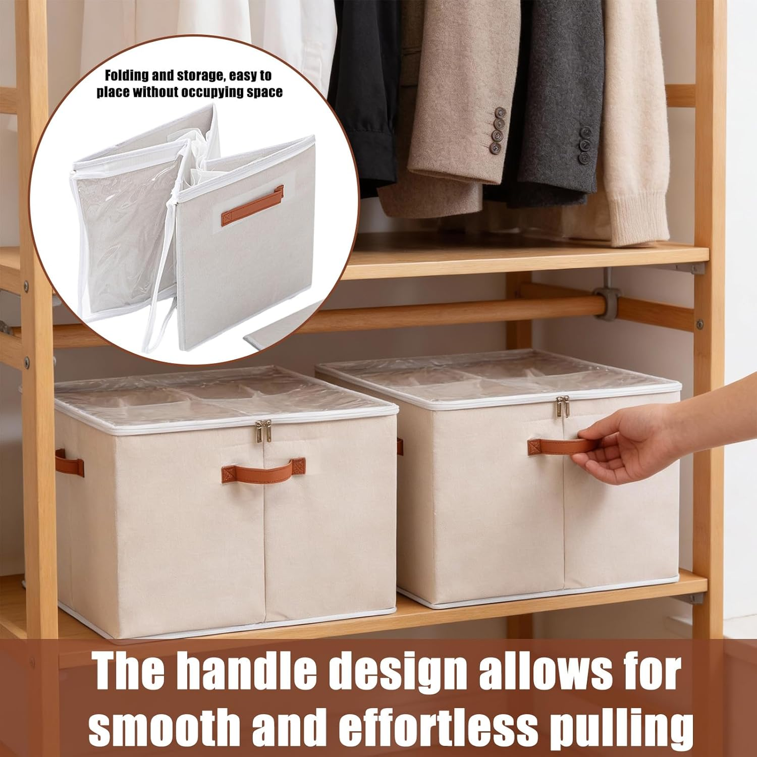 2Pcs Shoe Organizer, Clear Shoe Storage Box, Fits up to 16-32 Pairs, Foldable Shoe Box, Fabric Shoe Storage Bins with Clear Cover, Home Storage & Organisation