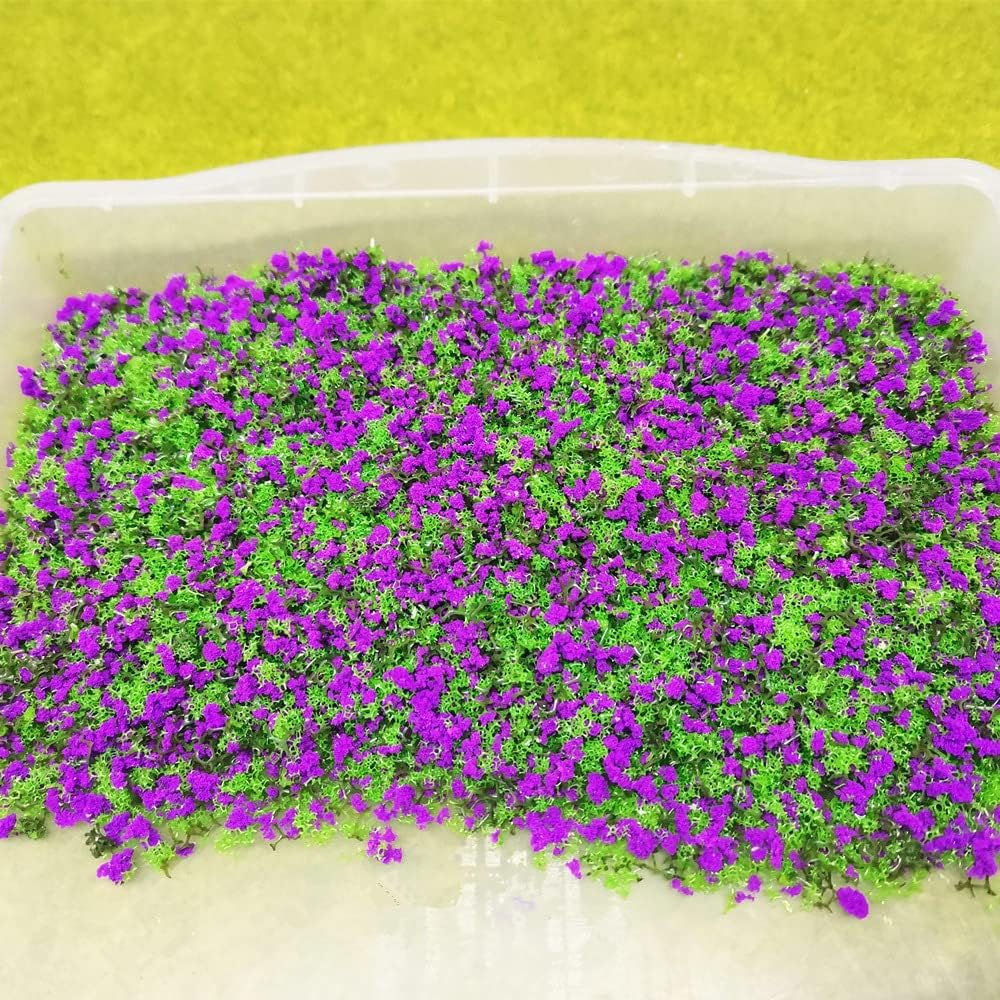 Colorful Tree Powder Model Tree Tufted for DIY Miniature Lowland Model Shrub Bushy Tuft Architecture Building Model Railway Fairy Garden Diorama Scenery (Purple) - Purple image number 2