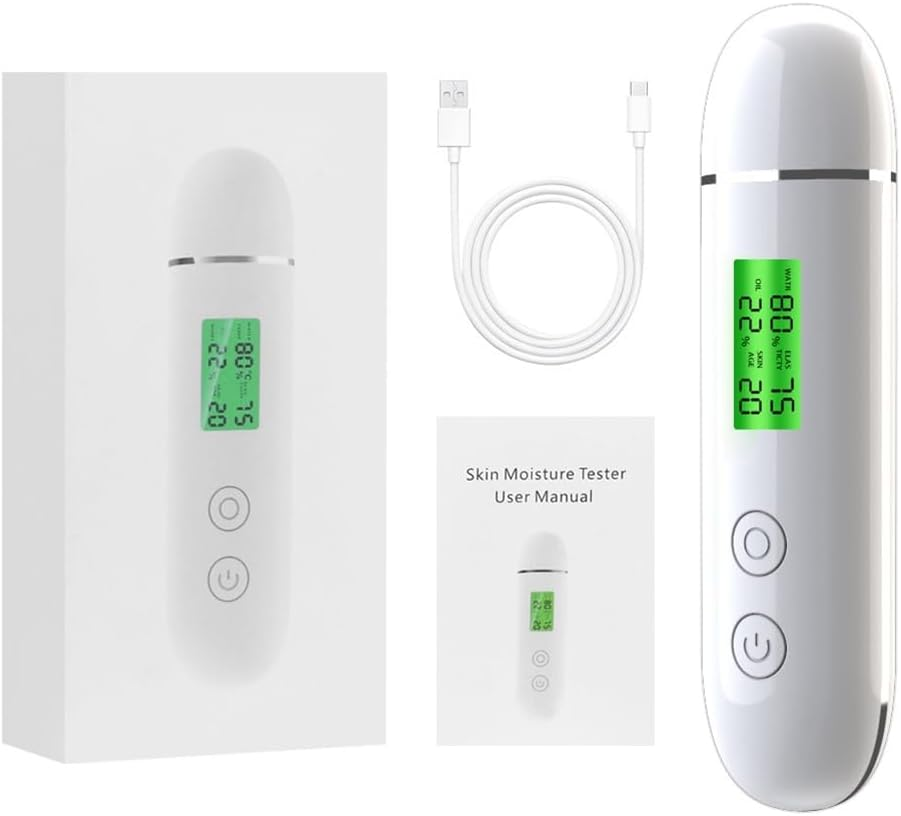 Hmskoss Skin Moisture Tester Smart Water and Oil Tester Fluorescent Agent Detector LCD Display Skin Moisture Meter image number 3