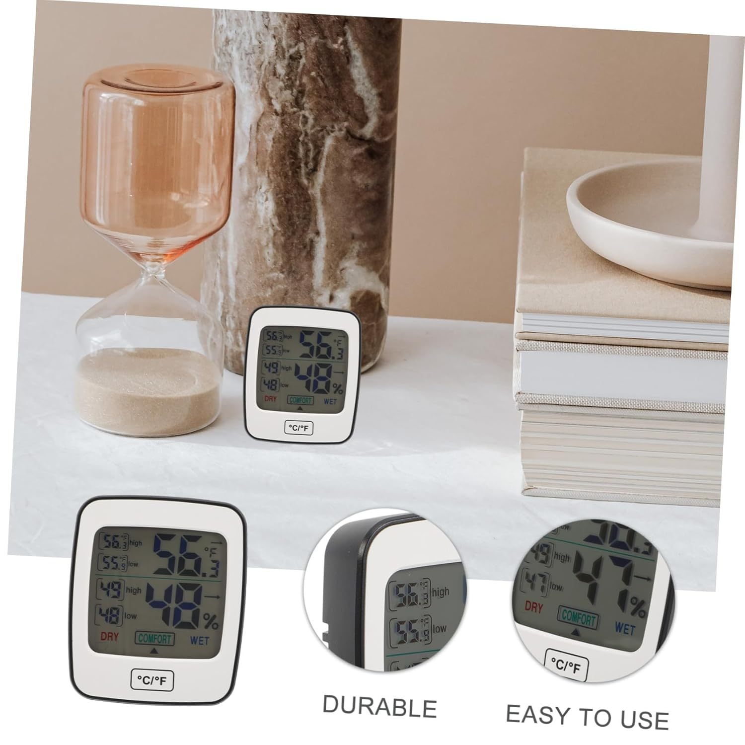 Digital Hygrometer with Large Screen Display for Indoor Temperature and Humidity Monitoring Accurate Abs Material Thermometer for Home Office Kitchen Bedroom and Basement image number 5