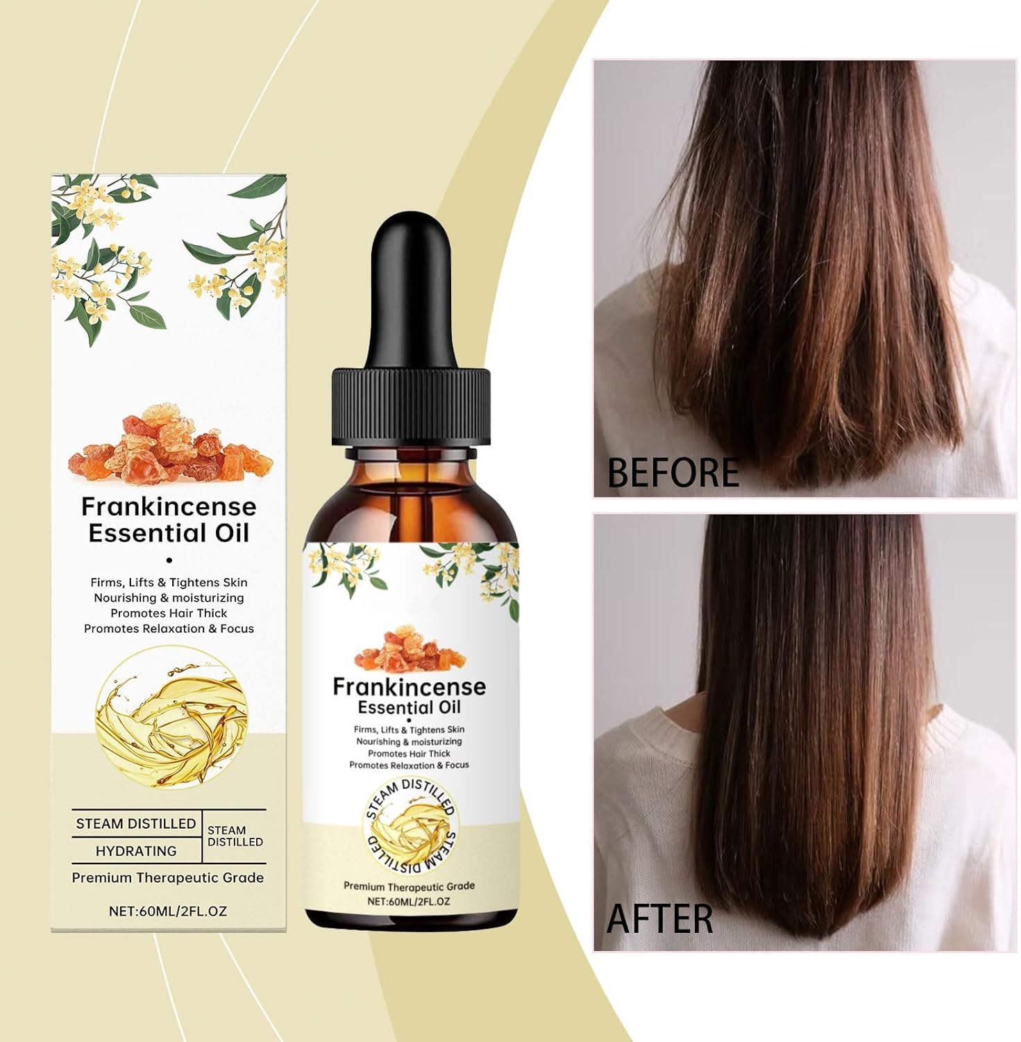 Frankincense Oil, Frankincense Essential Oil for Face & Skin, 100% Pure & Natural, Nourishing, Reduce Wrinkles & Fine Lines, Scalp and Body Massage, Hair Care & Aromatherapy, for Diffusers (3Pcs) - 3Pcs image number 4