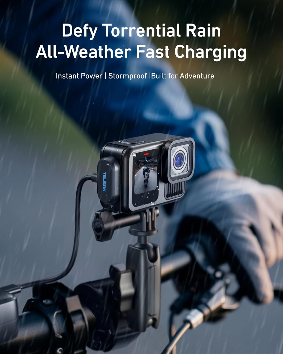 TELESIN Magnetic Charging Side Cover Battery Door and Power Cable Kit for Gopro Hero 13 Hero 12 Hero 11 Hero 10 Hero 9 Contacto Water Snow Resistant Replacement Charging Mount for Go Pro Accessories