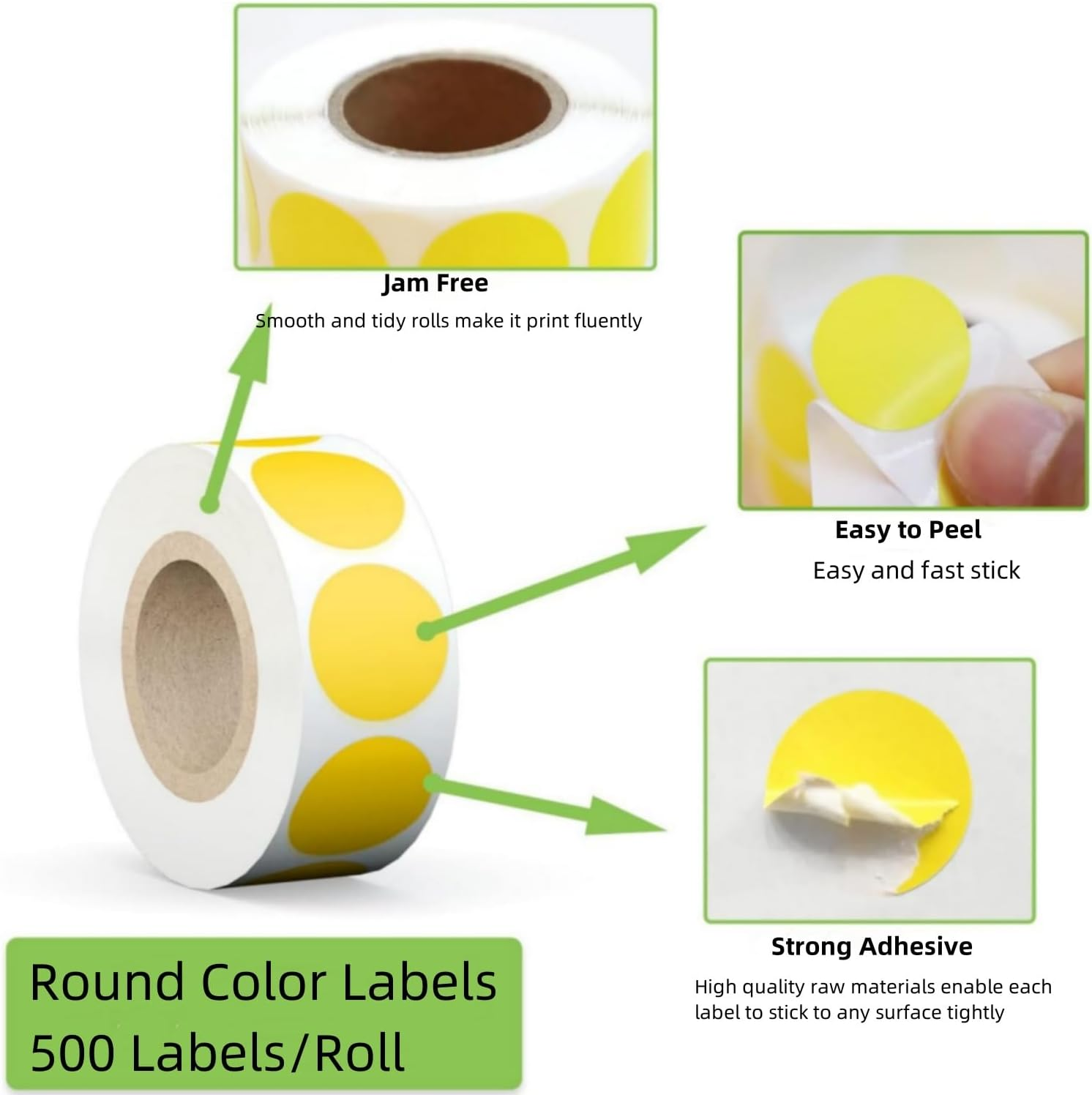 6 Rolls round Color Coding Circle Dot Labels 3000 PCS Includes Bright Yellow Green Red Pink Orange Blue(500 Labels/Roll) image number 1