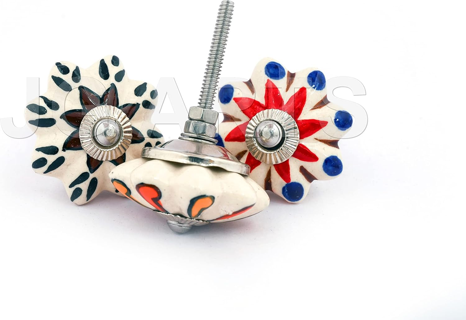JGARTS 30 Knobs Assorted Rare Hand Painted Ceramic Knobs Cabinet Drawer Pull Pulls Drawer Puller Chrome Hardware image number 3