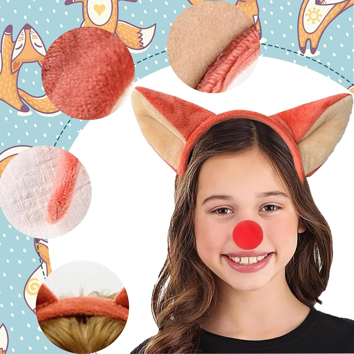 Fox Ears, Fox Ears Headband, Cartoon Fox Plush Animal Ears Cartoon Club Christmas Party Cosplay, for Christmas Decorations Fancy Dress up Fox Cosplay Costume image number 1