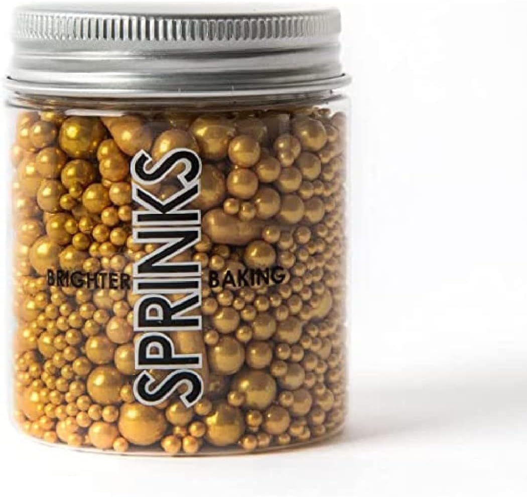 Sprinks Bubble and Bounce Sprinkles 75G - Matte Gold | Edible Gold Decorations | Cake Sprinkles | Gold Cupcake Sprinkles | Creative Sugar Cachous | Glamorous Dessert Toppings | Baking Essentials image number 1