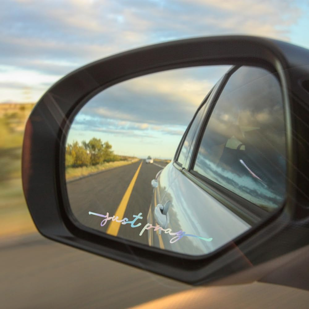 Christian Car Decals, AFUNTA 4 PCS Faith Car Stickers Trust in God Rearview Mirror Sticker Just Pray Religious Car Decor for Christian Gift, Bible Verse