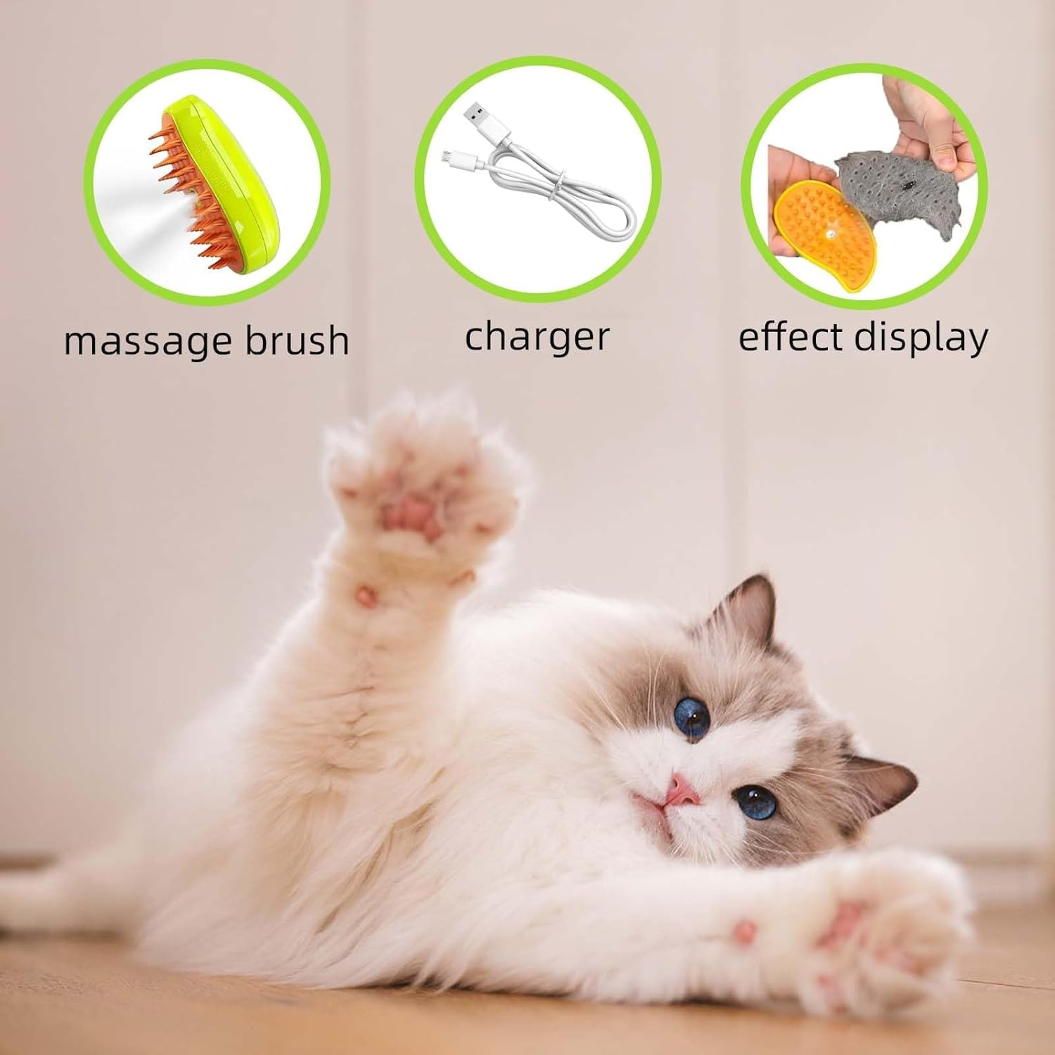 DONGTATA 3 in 1 Cat Dog Steamy Brush Steam Grooming Brush Pet Hair Removal Comb for Massage Cat Dog Comb for Grooming Cat Hair Brush Cat Brush Soothing Body image number 4