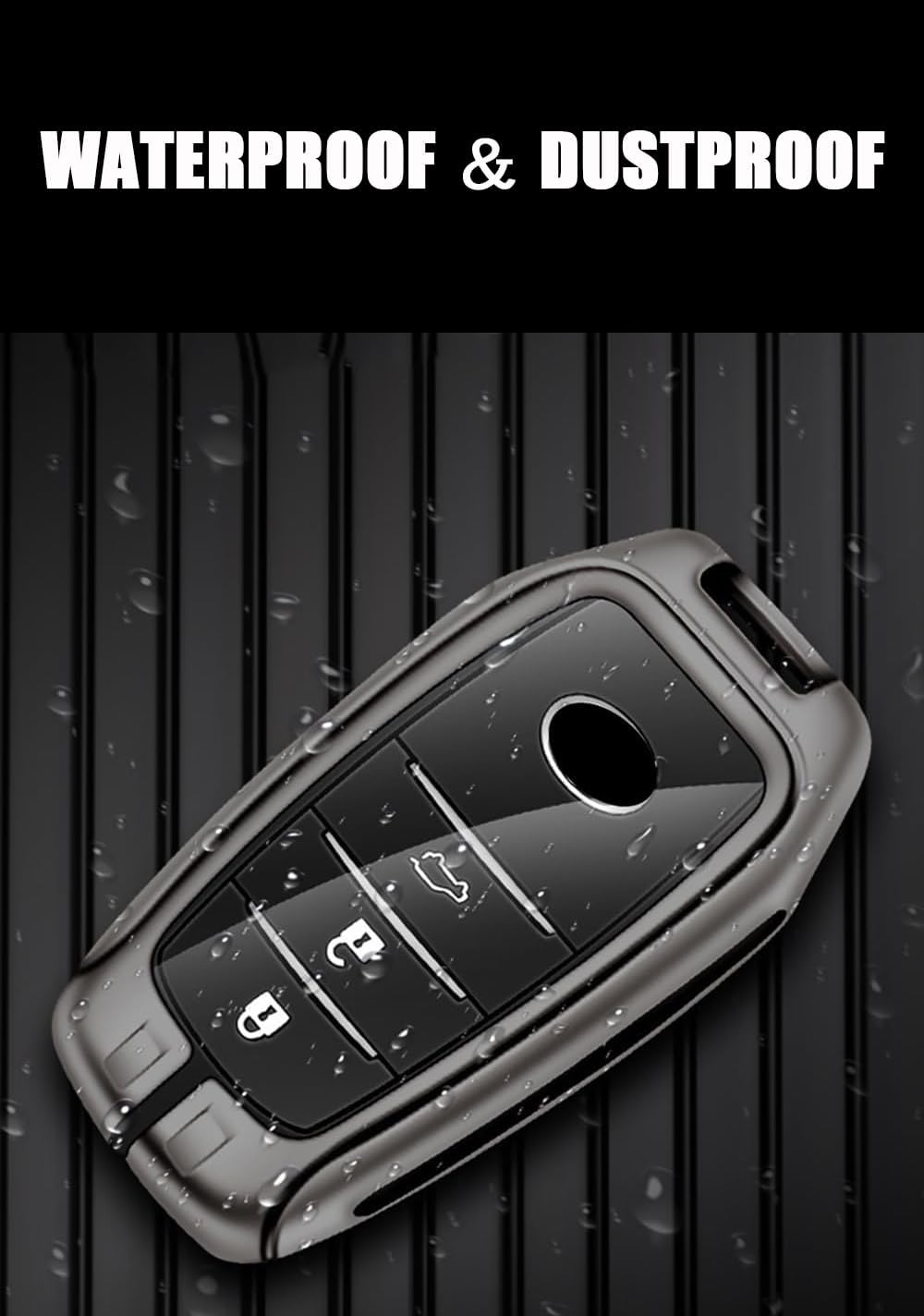 Ontto Alloy Leather Car Key Fob Cover Fit for Toyota Land Cruiser 200 300 Prado Crown TLK 200 Yaris Cross Hilux Innova Fortuner Smart Key Holder Case Keyring Shell Bag Keychain Accessories - Brown image number 5