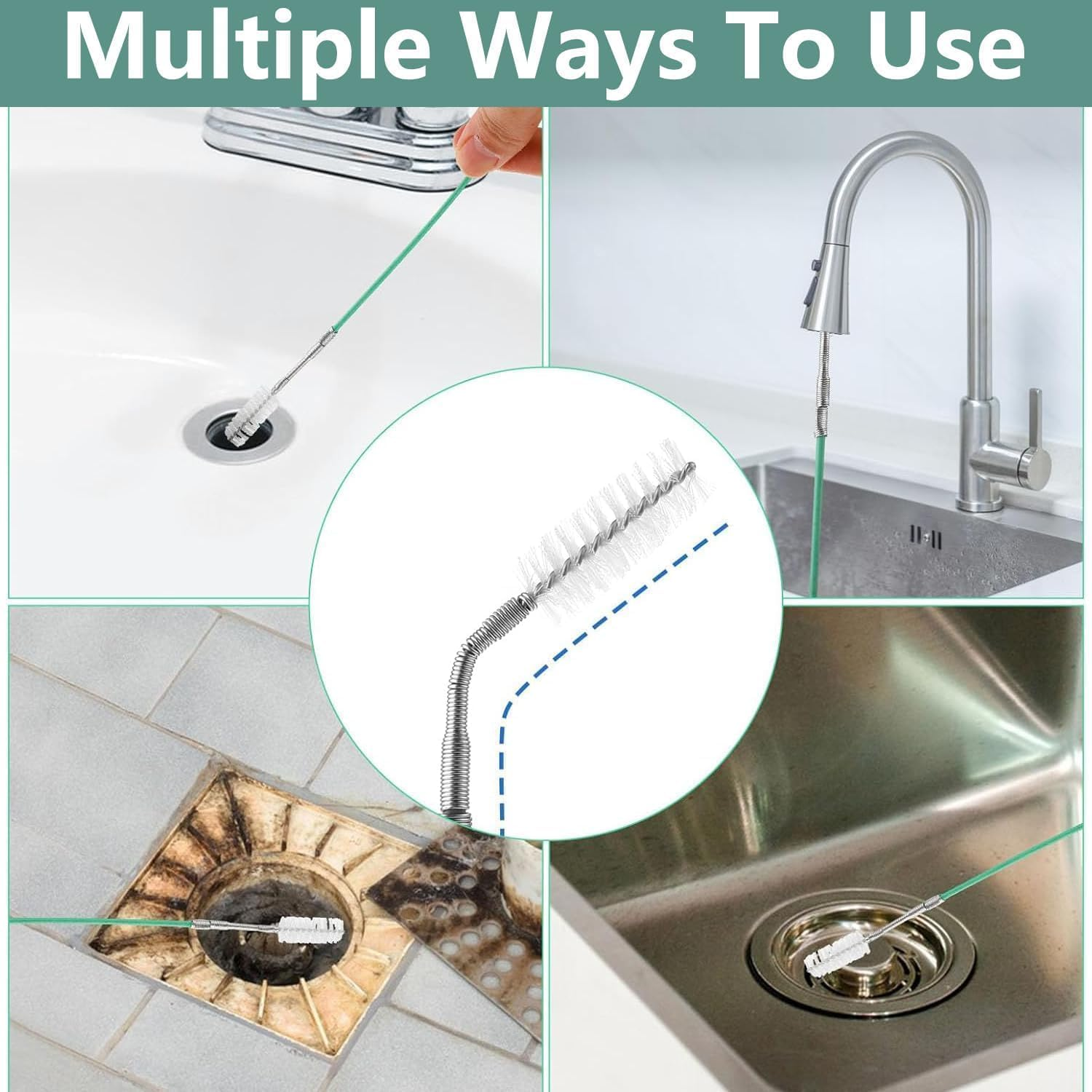 Auto Sunroof Drain Cleaning Tool, 2Pcs Car Pipe Cleaning Brushes, Flexible Tube Cleaning Brush, Slim Drain Dredging Tool image number 5