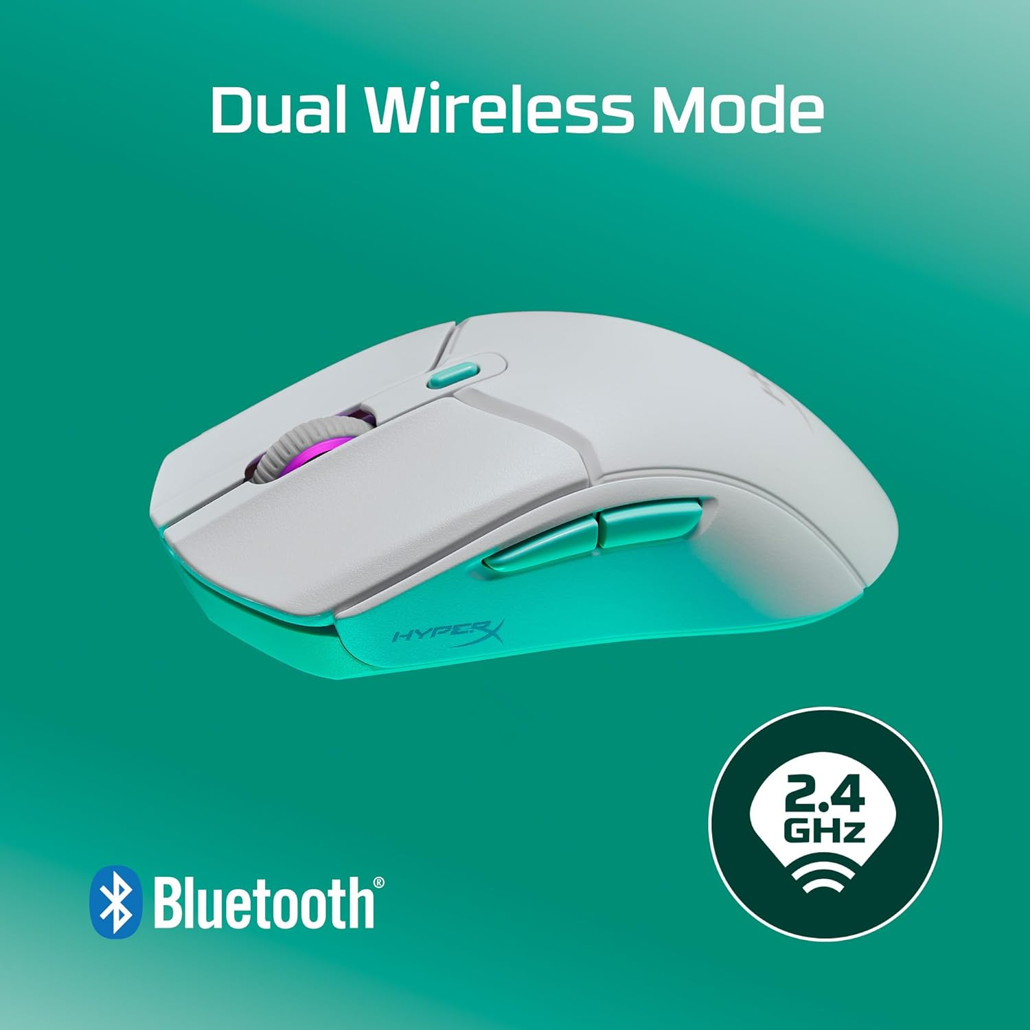 Hyperx Pulsefire Haste 2 Core Wireless Gaming Mouse, White - Black image number 5