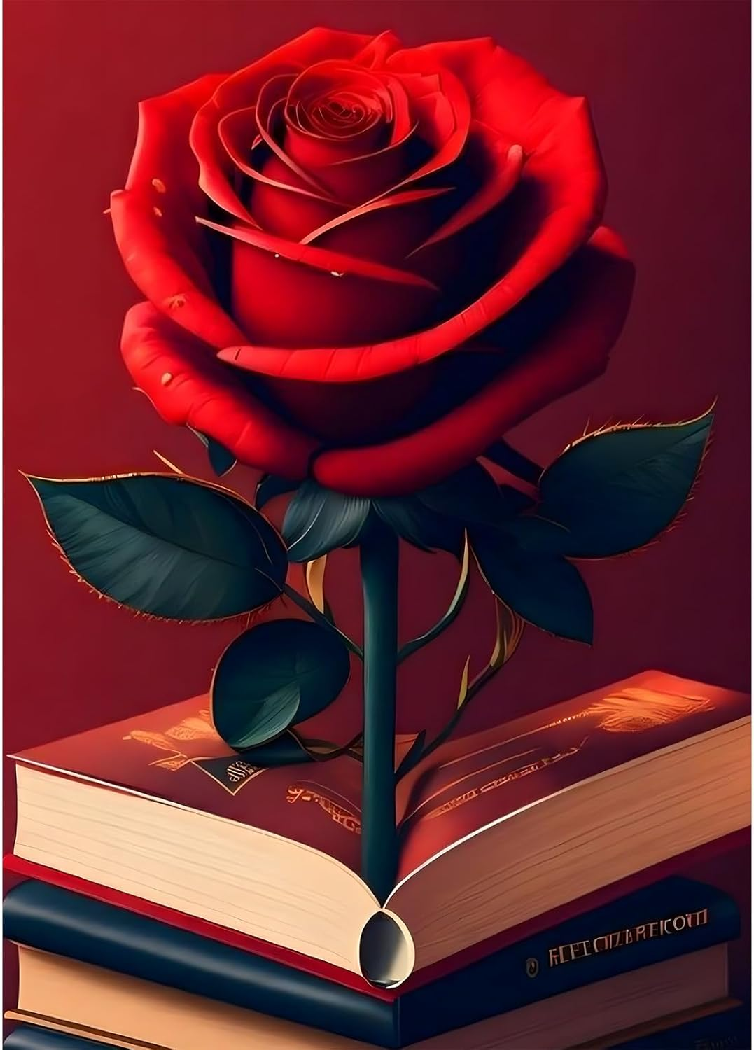 RICUVED Diamond Art Kits for Adults, Flower Diamond Art Kits Full round Drill Red Rose Diamond Art, Diamond Gem Dots Art and Crafts for Gift Home Wall Decor 12X16Inch - Clearance66 image number 5