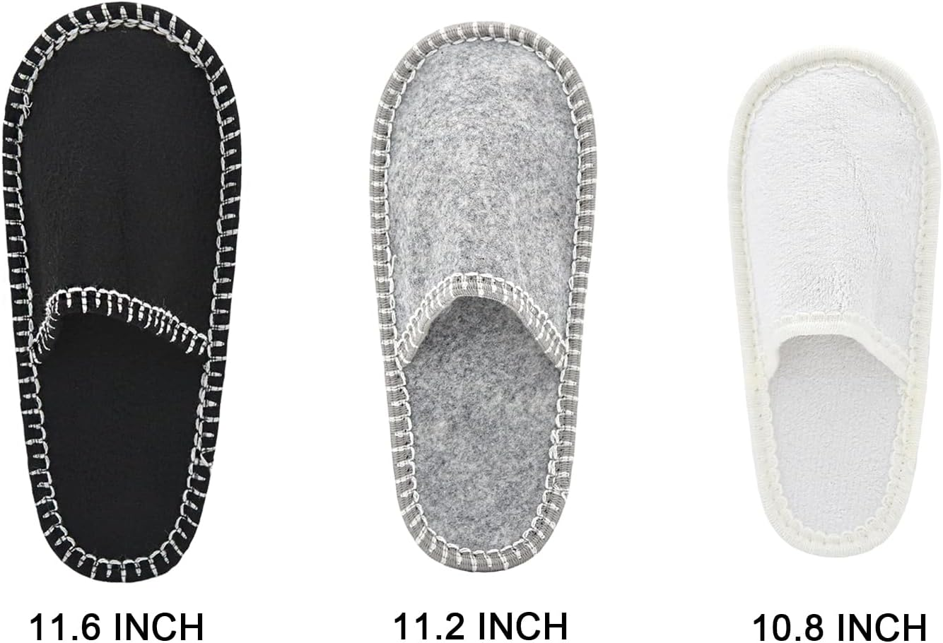 Panda Bros Fleece Felt Close Toe 5 Pairs Non Slip Indoor Family House Guest Slippers Set for Shoeless Home image number 4