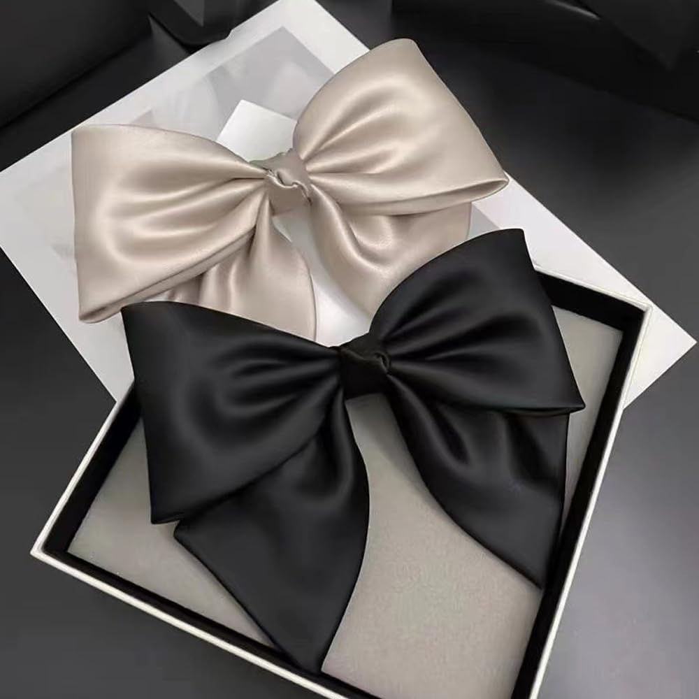 Visxcnu Pack of 2 Women'S Hair Bows Large Bow Hair Clip French Hair Clips Girls Hair Clips French Hair Clips Girls Hair Clips (Black + White) image number 6