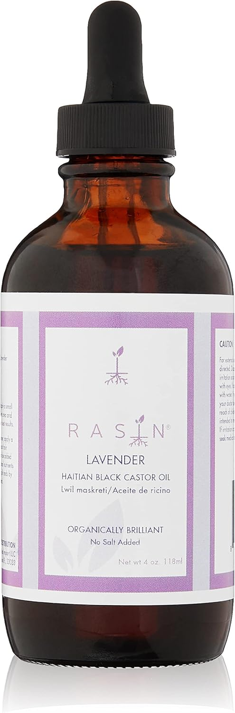 RASIN Haitian Black Castor Oil with Lavender - Pure Lwil Maskriti, Aceite De Ricino Moisturizing Formula - Helps Strengthen Hair, Skin, Nails - Natural Emollient, Moisturizer, Anti-Aging Plant Essence