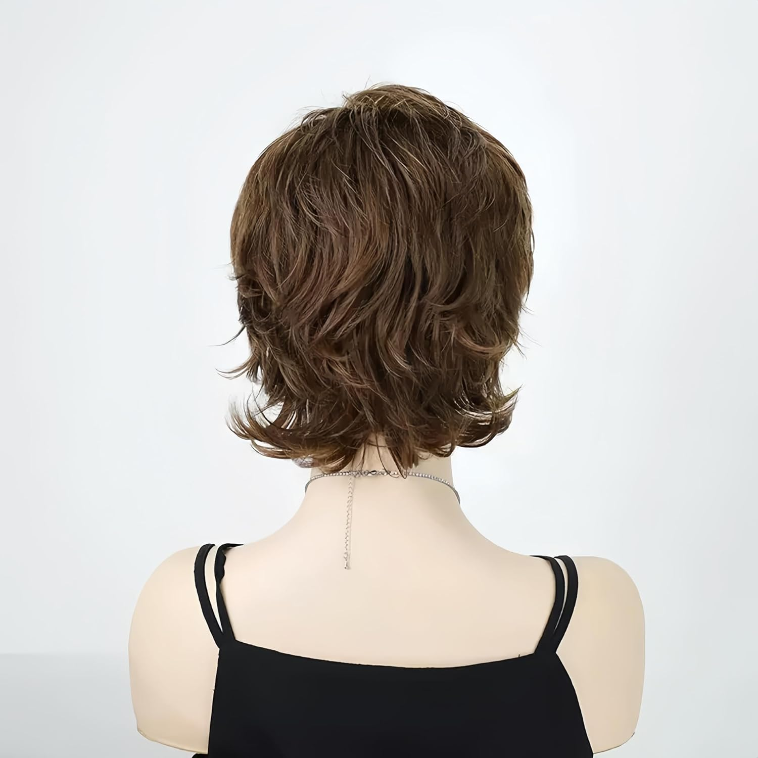 Short Gold Brown Curly Wigs with Blonde Highlight Brown Pixie Cut Wavy Wigs for Women Layered Synthetic Full Wigs for Daily Party,(With a Wig Cap) image number 3