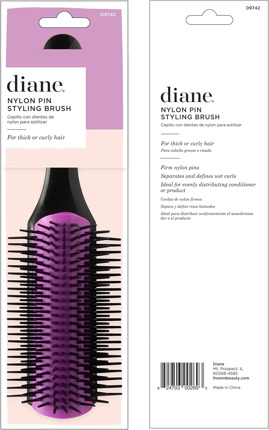 Diane Nylon Pin Styling Hair Brush for Detangling, Separating, Shaping and Defining Wet Thick or Curly Hair, Glides through Tangles with Ease image number 5