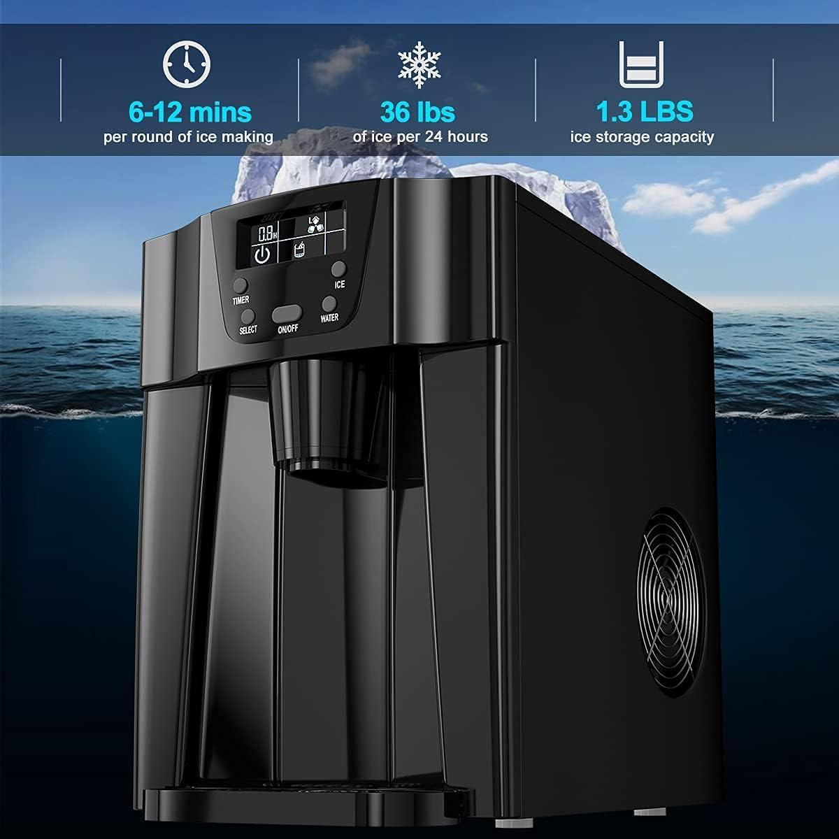 Cobuy Ice Maker, Countertop Ice Maker Machine with Water Dispenser, Portable Ice Cube Maker, 9 Cubes Ready in 6-12 Min, Perfect for Home/Office/Bar/Rv image number 4