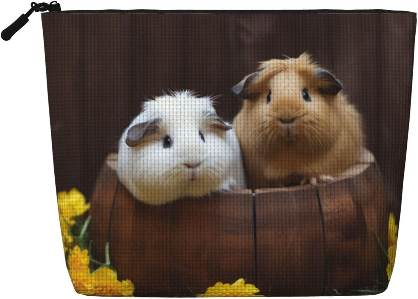 Linen Makeup Bag for Women, Waterproof Travel Cosmetic Organizer Lightweight Zipper Travel Toiletry Bag Organizer Guinea Pigs Makeup Brushes Storage Bag image number 1