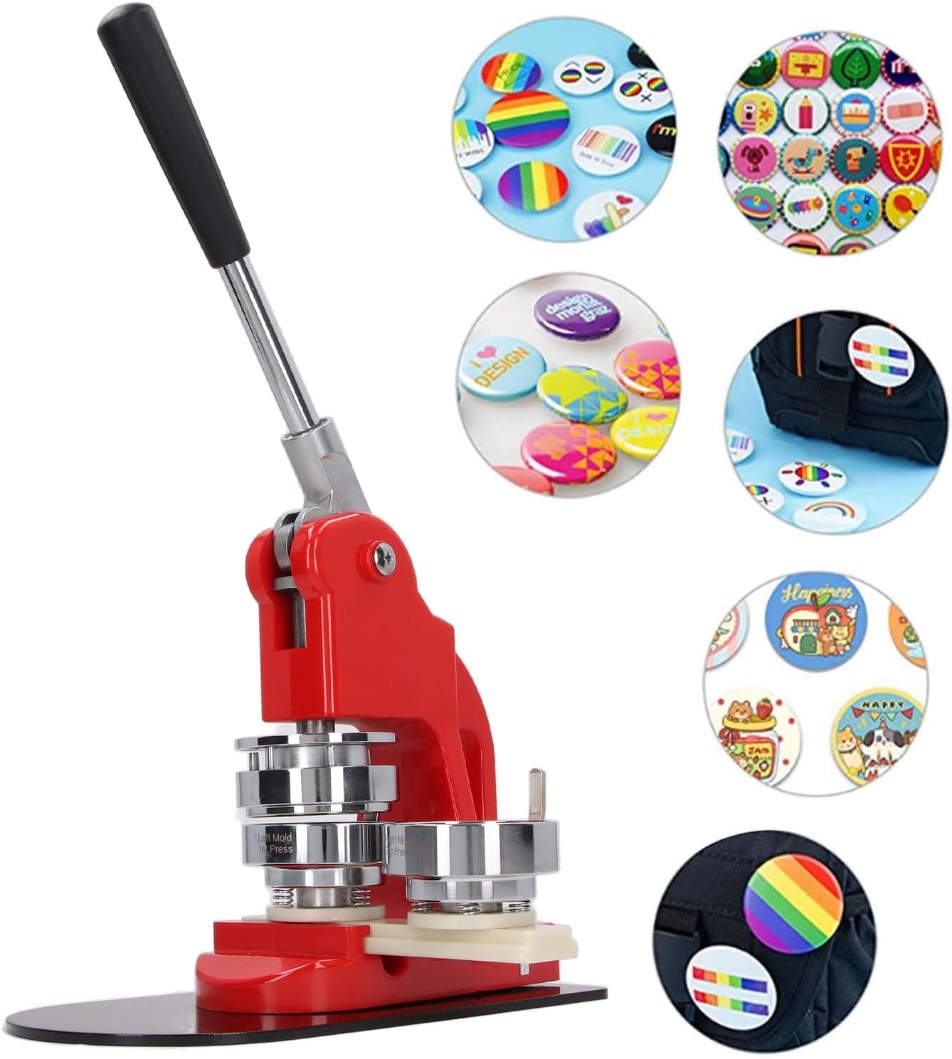 Button Maker Machine, 25/32/58Mm Pin Maker Machine, Portable Button Press Machine with 100 Button Parts Supplies, Badge Press Machine for Children DIY Gifts and Christmas (32Mm) image number 6