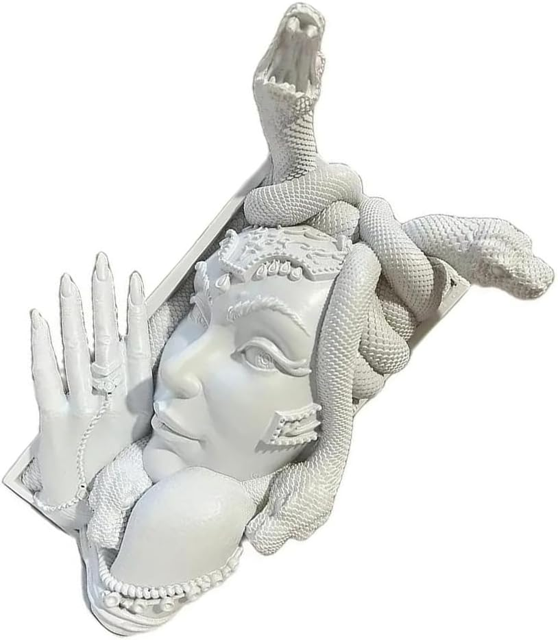 Elqater Decorative Bookends, Snake Women Face Book Ends Heavy Duty Book Stopper for Home Office Desk, Vintage Shelf Decor image number 1