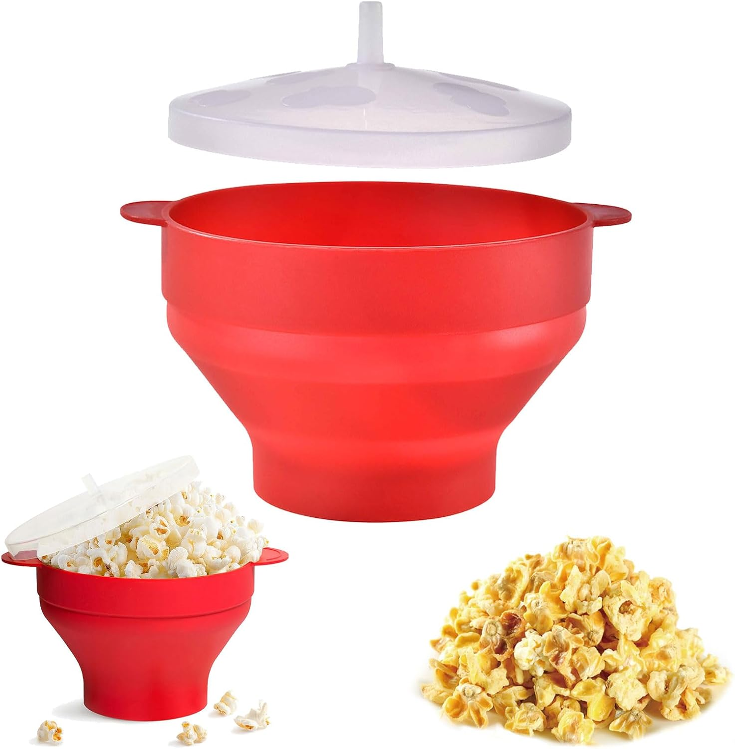 Popcorn Maker, Popcorn Microwave, Popcorn Pot with Lid, Campfire Popcorn Maker, Silicone Popcorn Container, Popcorn Maker Microwave, Microwave Popcorn for Party, Dorm, Home, Kitchen image number 2