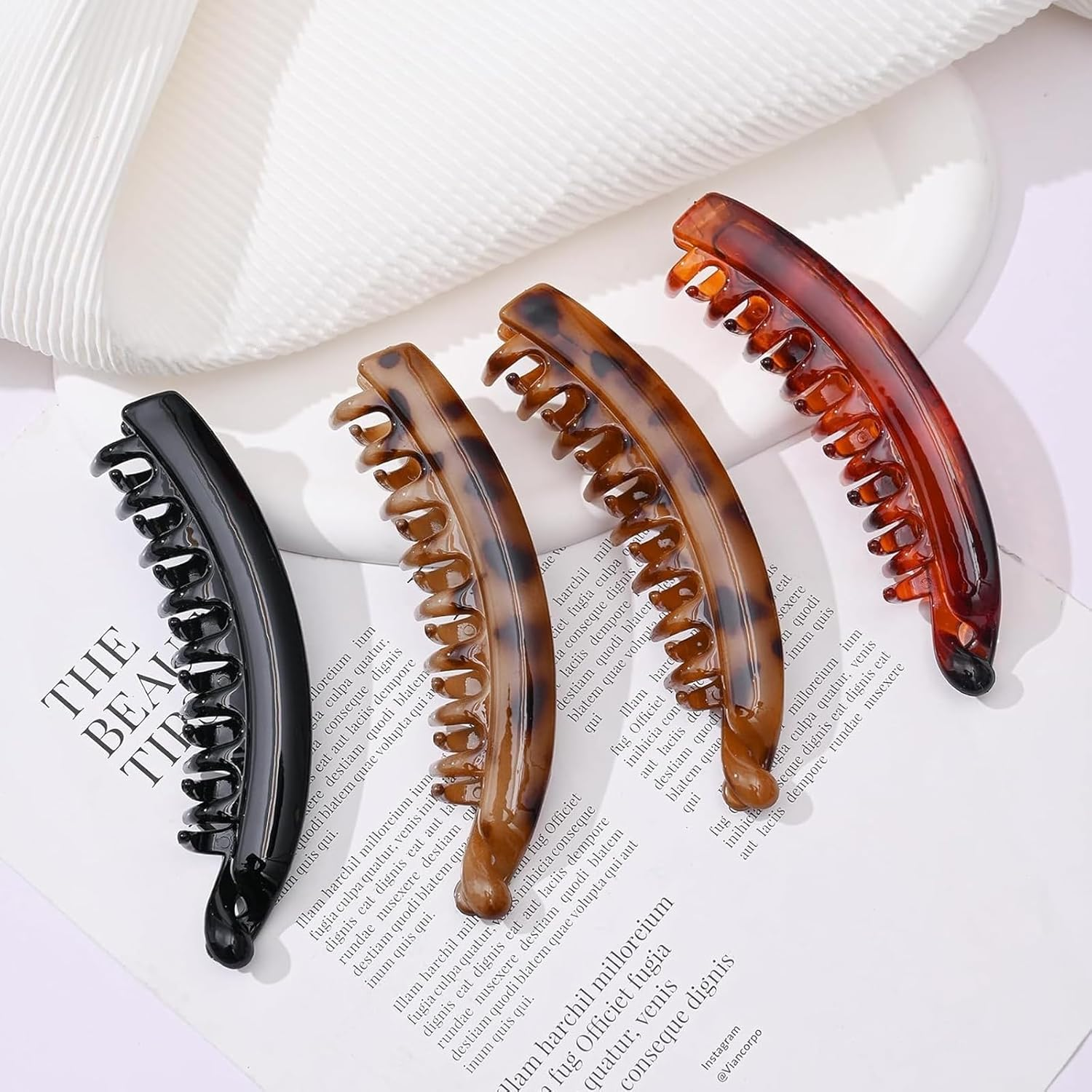 Pack of 4 Large Banana Hair Clips, Vintage Banana Clip, Ponytail Hair Clip, Thick Hair for Women and Girls image number 2