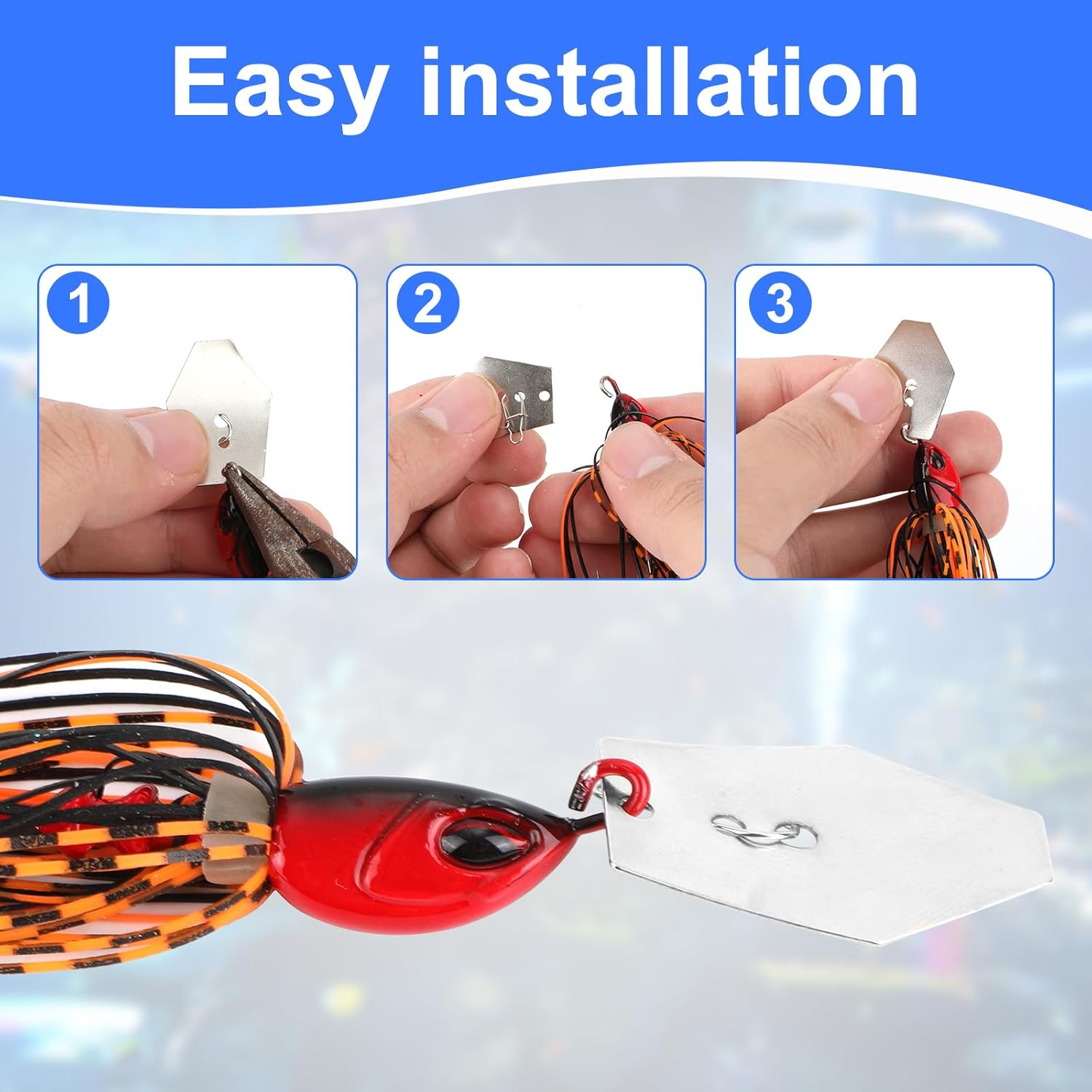 5Pcs Bladed Jig Fishing Lures, Multicolored Fishing Hook with Skirt Vibrating Fishing Lures Sharp Fishing Lures Jig Heads for Pike Bass Trout Walleye image number 3