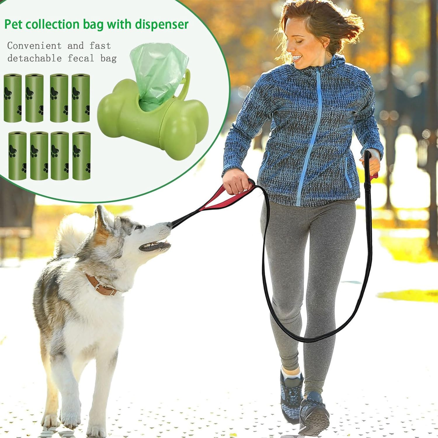 Biodegradable Dog Waste Bags with Dispenser, Bags for Dogs, Waste Bags for Dogs (120 Units, 8 Rolls), Green