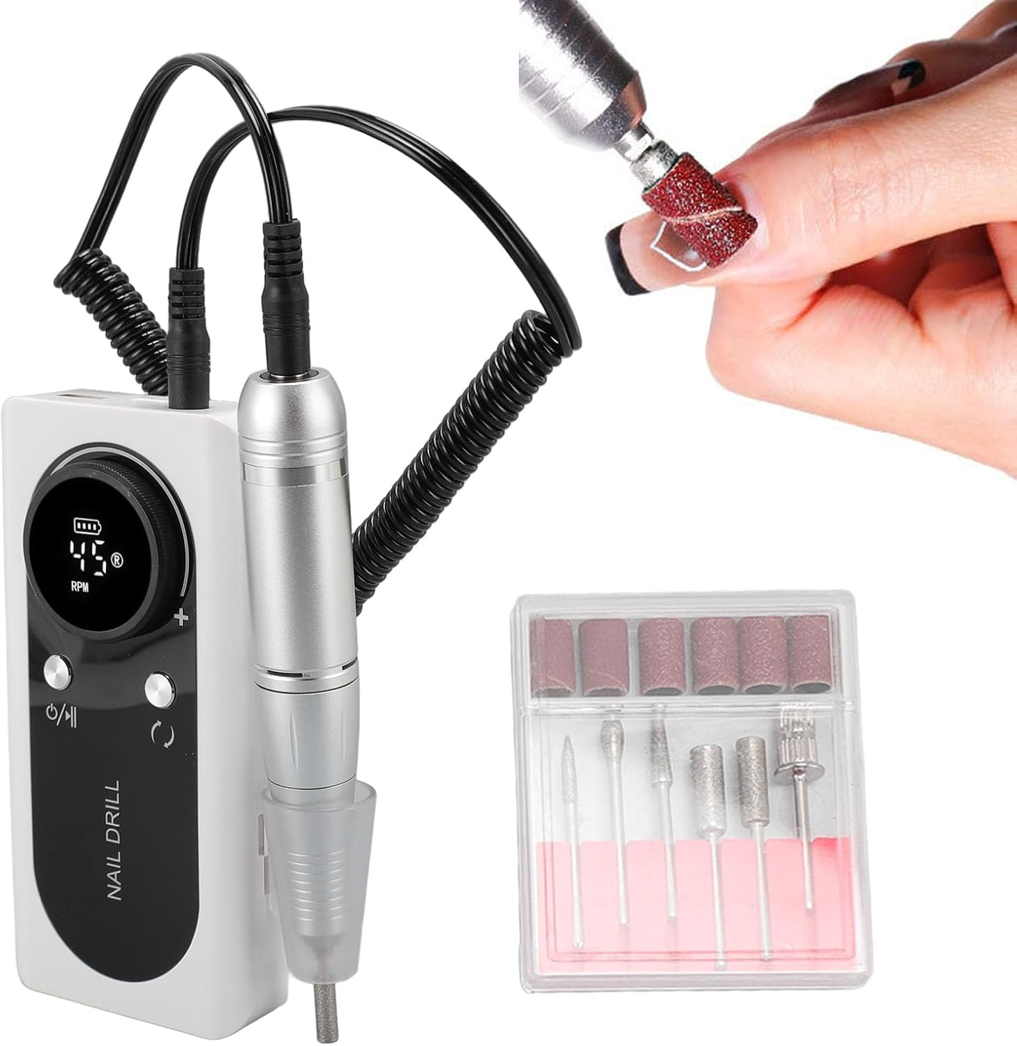 Elprico Electric Nail Drill, 45000RPM Professional Acrylic Nail Drill Machine, USB Rechargeable, ABS Material, Model: Elprico9Uhv8Qnipz