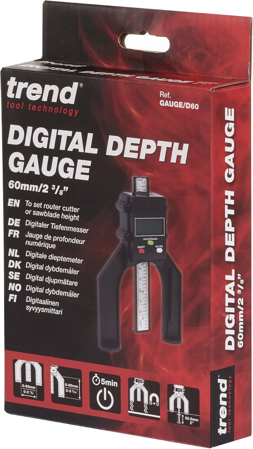 Trend Digital Depth Gauge, 60Mm Jaw Opening, Precision Rebate & Groove Setting, GAUGE/D60, Black image number 3