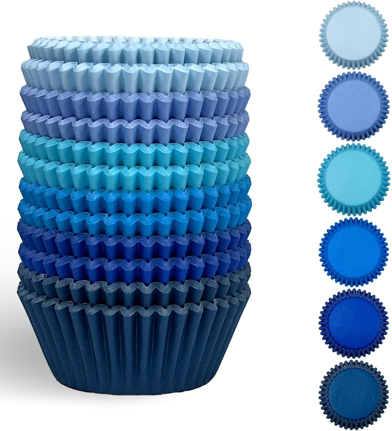 Qiqee Standard Cupcake Liners - 300 Count, Blue Gradient, Disposable, Everyday Baking image number 4