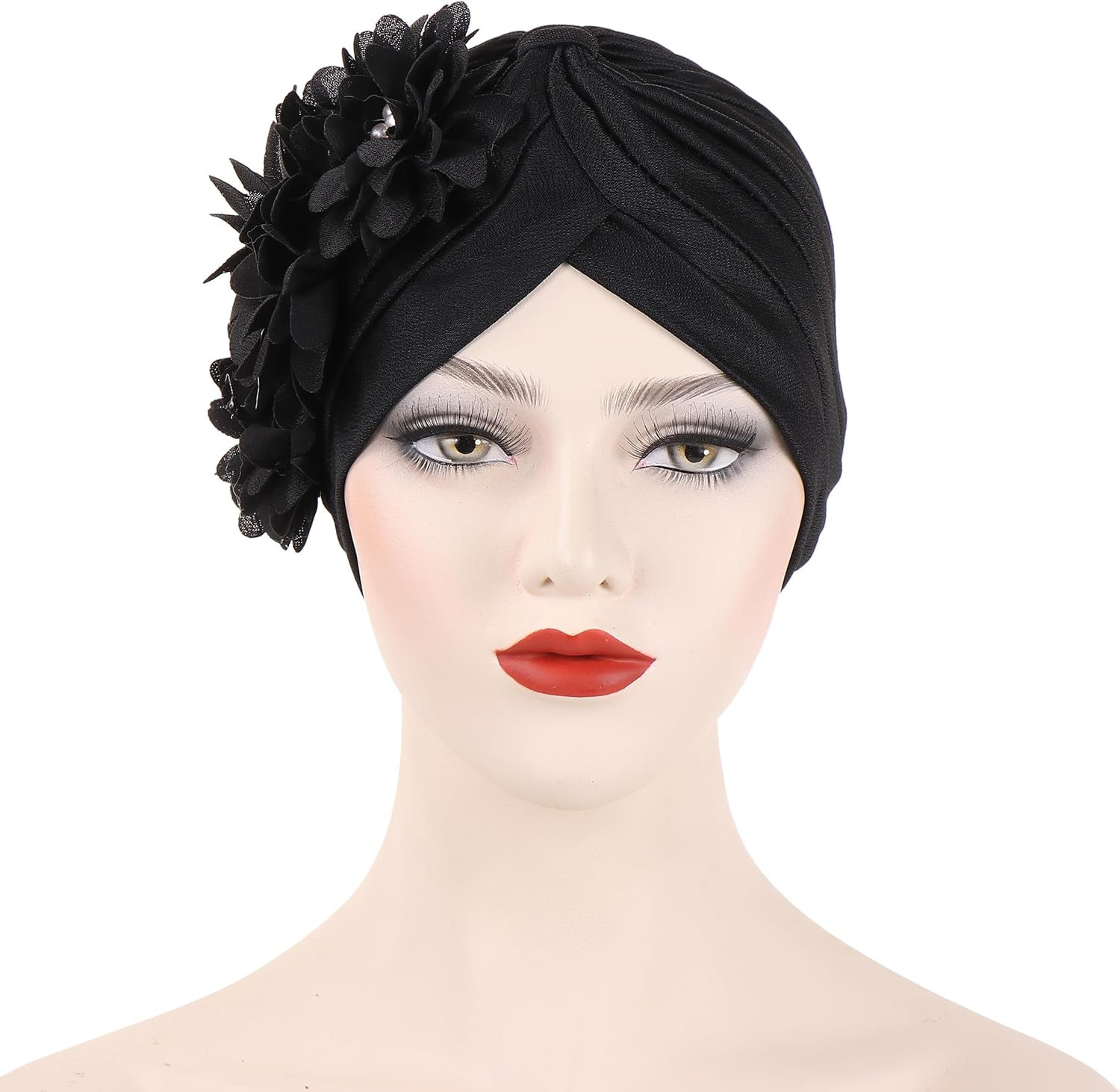 YYAOJHAO Women Flower Turban Hats - Ruffle Pre Tied Headwrap Caps Chemo Beanies Hijab Headscarf for Cancer Patient Hair Loss image number 6