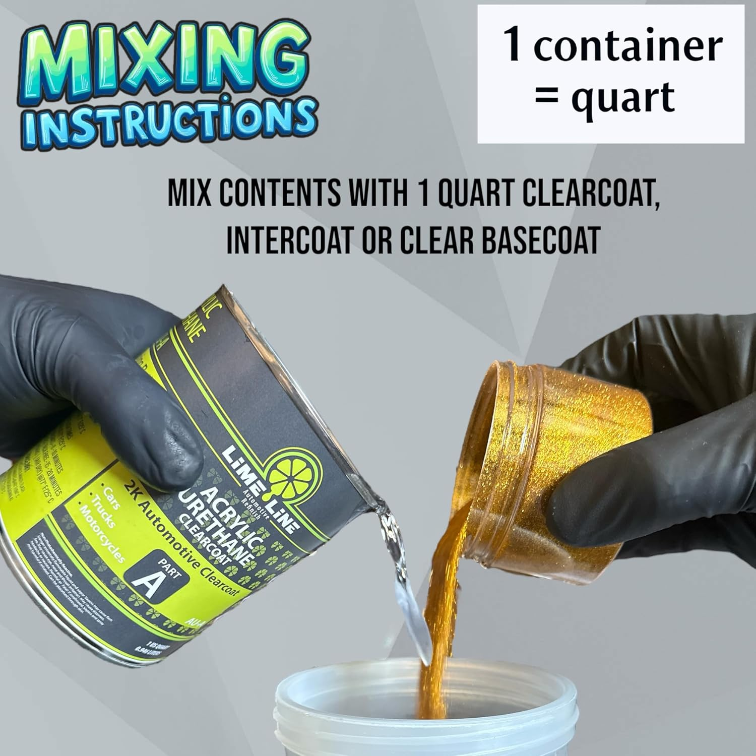 Lime Line Sprayable Metal Flake Paint Additive: Solvent Resistant Glitter for Automotive Custom Painting (Gold) image number 1